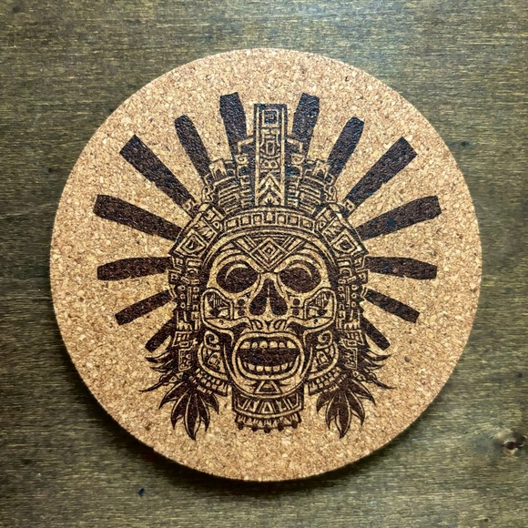 Aztec Clipart 16 Laser Engraved Cork Coaster - Picture 1 of 5